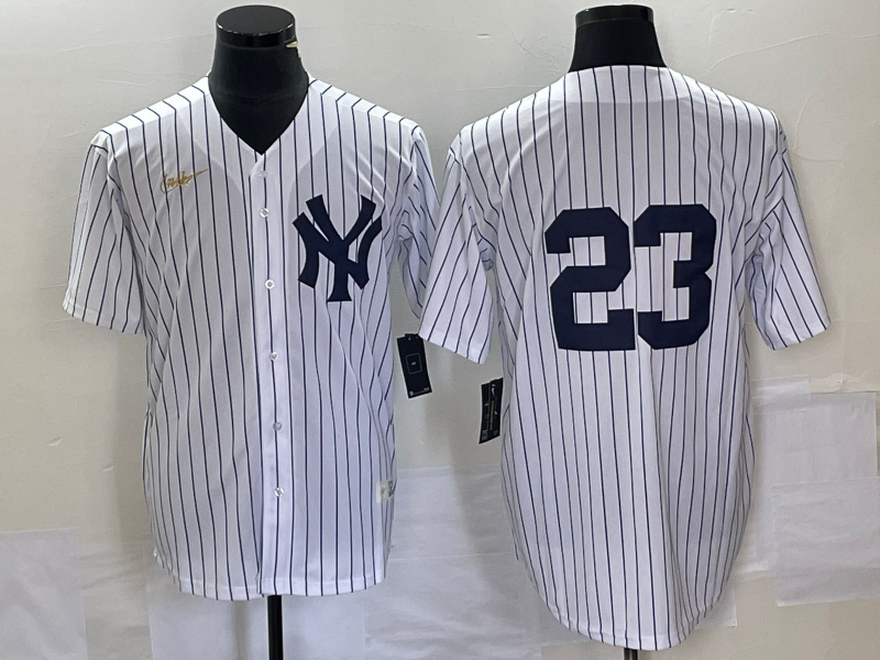 Men's New York Yankees Don Mattingly #23 White Name Jersey